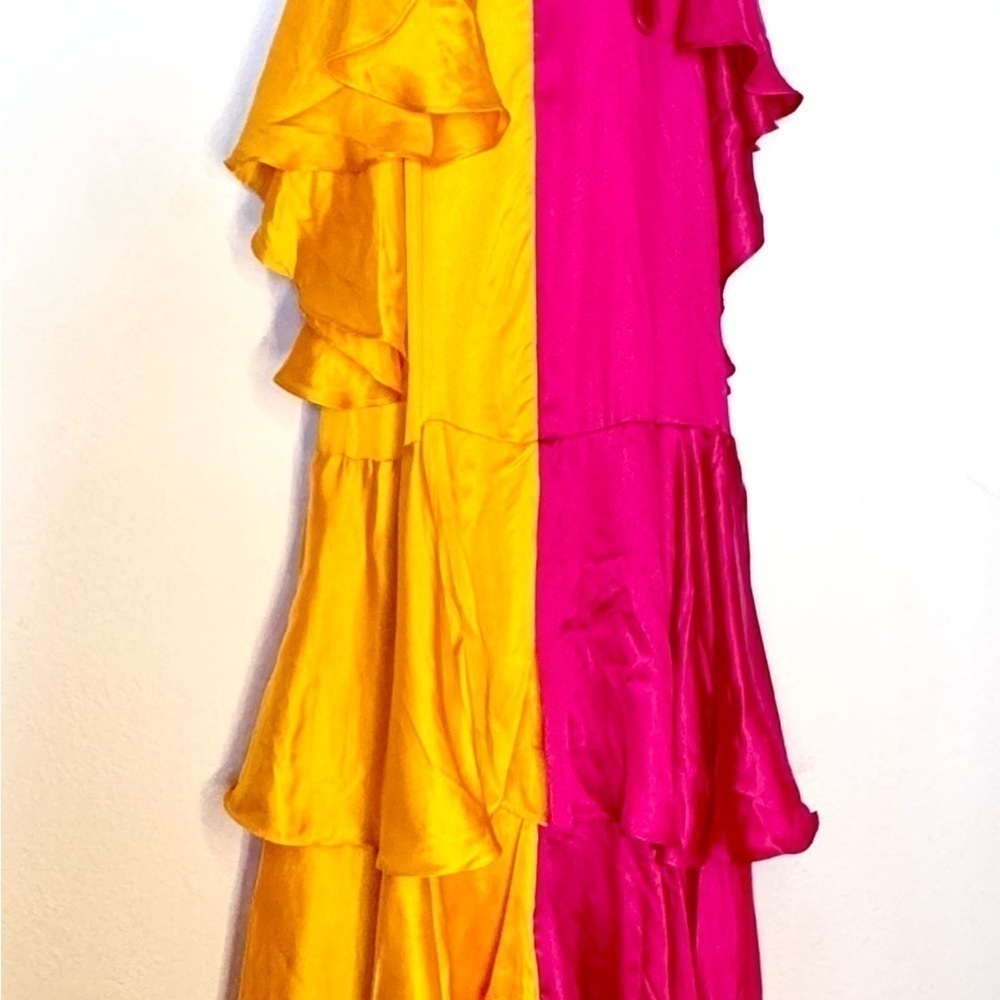 ANTHROPOLOGIE maxi PINNACLE MOCK-NECK RUFFLE DRESS summer wedding guest - Picture 7 of 11